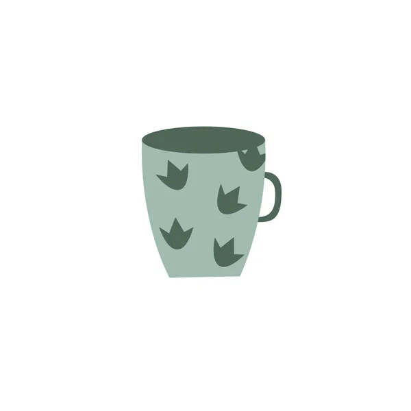 Taza acogedora o taza para bebidas calientes icono de dibujos animados, ilustración de vector plano aislado. — Vector de stock