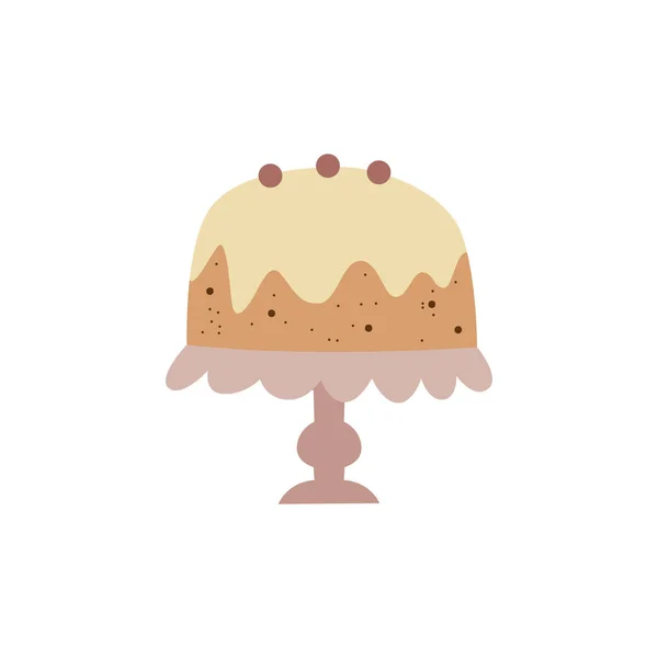 Мультяшний торт на милій підставці солодкий десерт їжа з глазур'ю — стоковий вектор