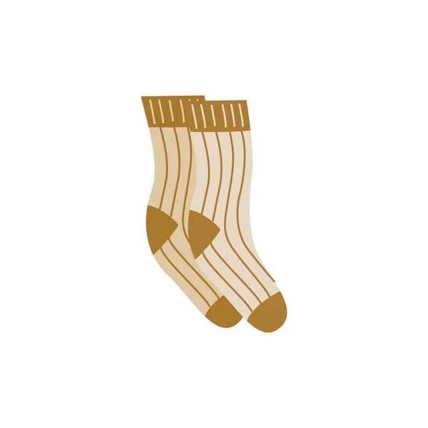 Теплі в'язані зимові шкарпетки мультфільм значок, плоска Векторні ілюстрації ізольовані . — стоковий вектор