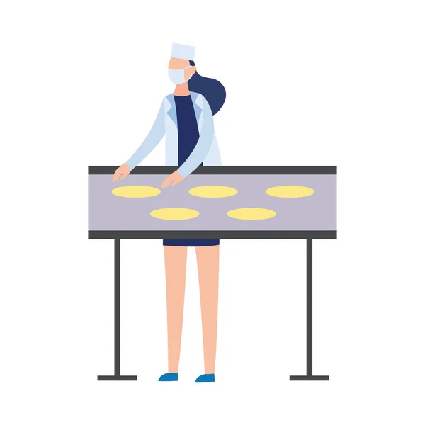 Produzione di prodotti da forno - illustrazione isolata del vettore dei cartoni animati piatti. — Vettoriale Stock