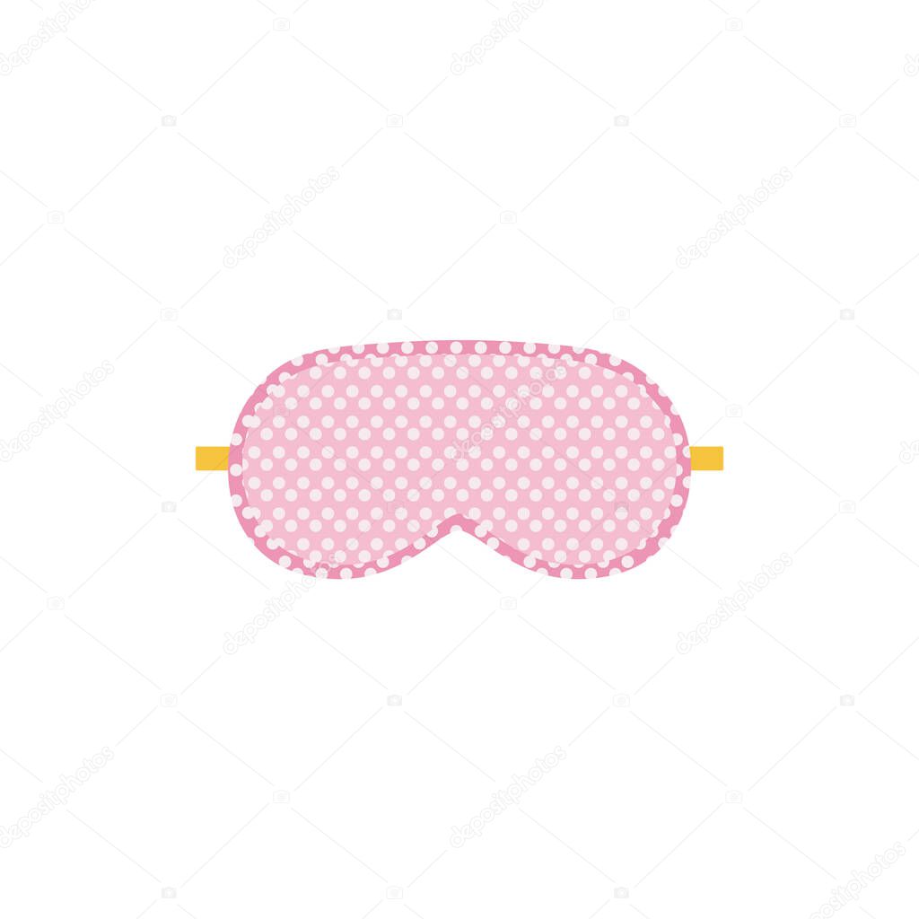 Cute pink sleep mask icon with geometric pattern.