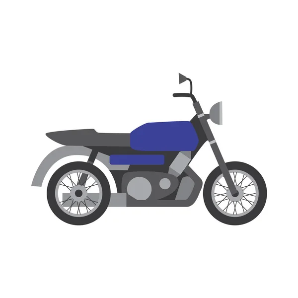 Motocicleta de dibujos animados azul de vista lateral - vehículo de motor moderno — Vector de stock