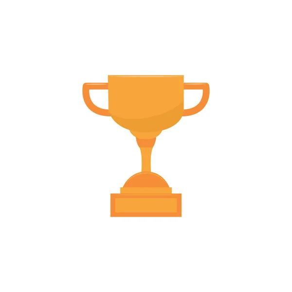 Trophy golden prize cup cartoon icon flat vector illustration isolated on white. — Stock Vector