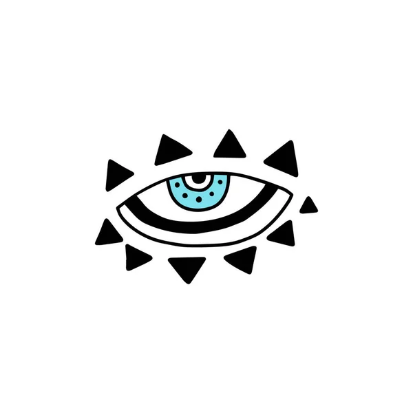 Dibujo del mal de ojo en estilo místico esotérico con triángulos — Vector de stock