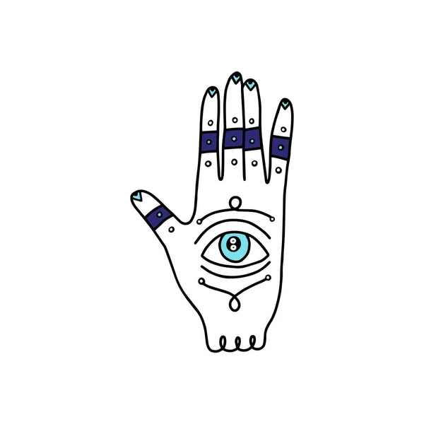 Fátima mano o hamsa con el mal de ojo icono de dibujos animados, ilustración vectorial aislado. — Vector de stock