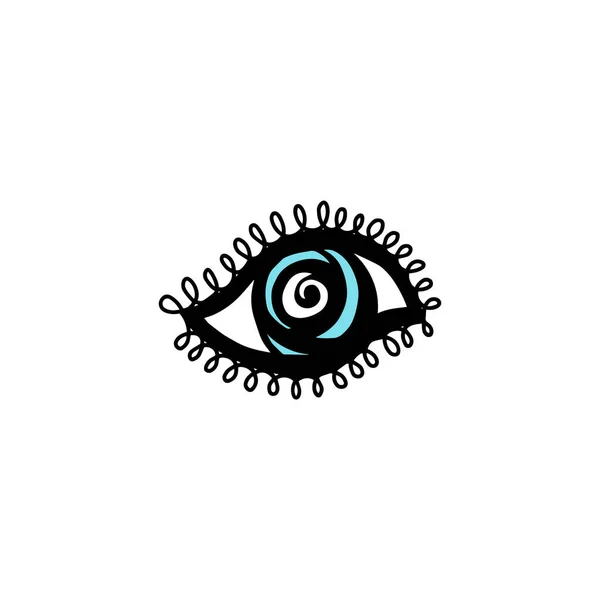 Cartoon icoon van het kwaad oog in blauw en zwart, vector illustratie geïsoleerd. — Stockvector
