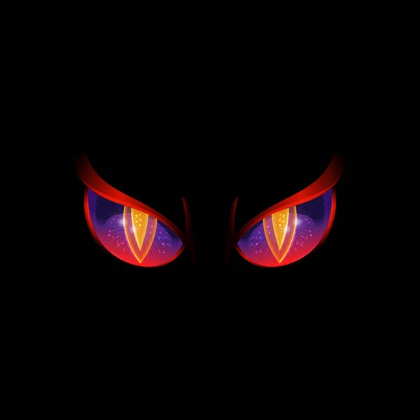 黒を背景に悪の目を輝かせる-怒っているハロウィンモンスターの目 — ストックベクタ