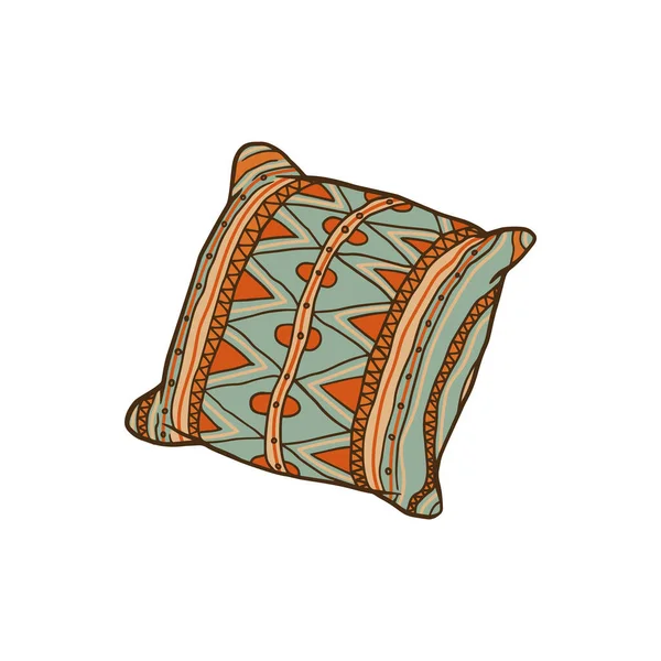 Almohada decorativa con patrón adornado - cojín de sofá aislado — Vector de stock