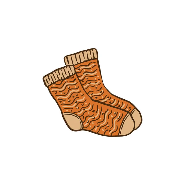 Hygge ilustración de un par de calcetines de punto acogedor. — Vector de stock