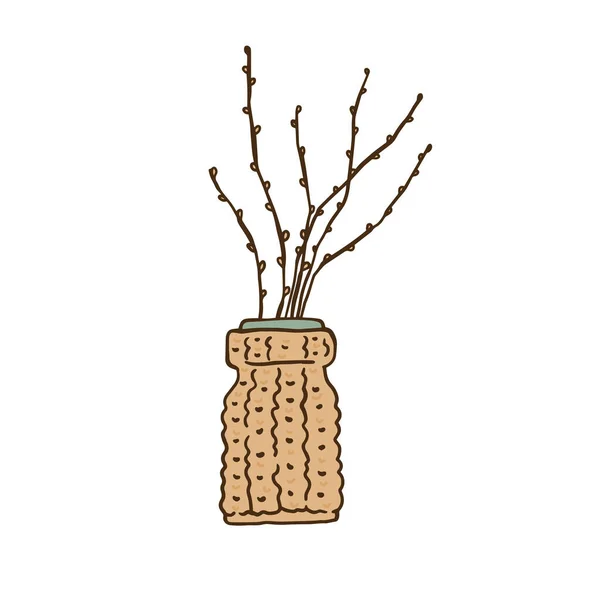 Ilustração de um vaso com um buquê de ramos. — Vetor de Stock