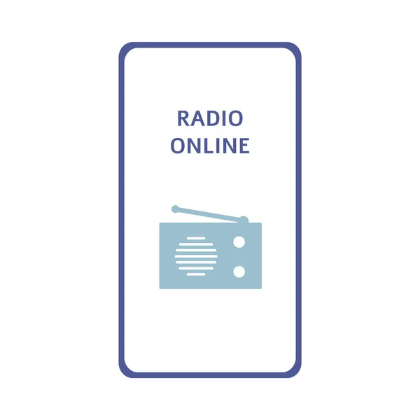 オンラインラジオアプリのフラットベクトルイラストのためのオンボーディングページデザイン孤立. — ストックベクタ