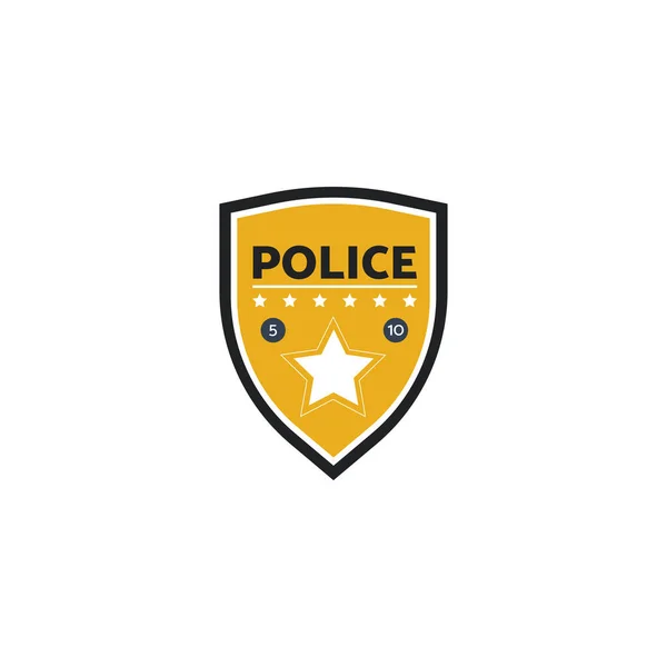 Vektorová ilustrace žlutého policejního štítku nebo odznaku s hvězdičkou. — Stockový vektor