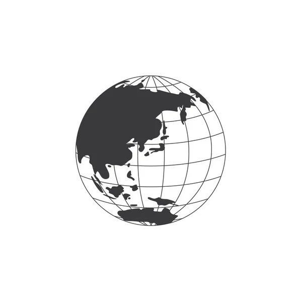 Παγκόσμια σφαίρα γραφικό μαύρο και άσπρο σημάδι ή σύμβολο διανυσματική απεικόνιση απομονωμένη. — Διανυσματικό Αρχείο
