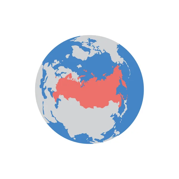 Mundo signo globo con territorio de Rusia vector plano ilustración aislada. — Vector de stock