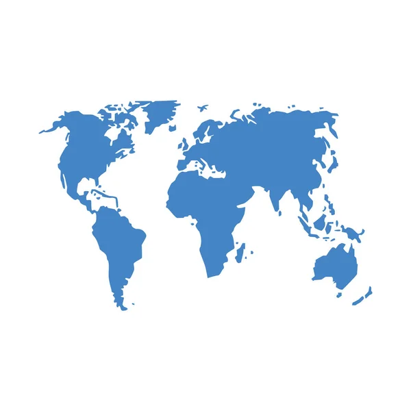 흰색 배경에 분리되어 있는 세계 지도를 보여 주는 벡터 그림. — 스톡 벡터