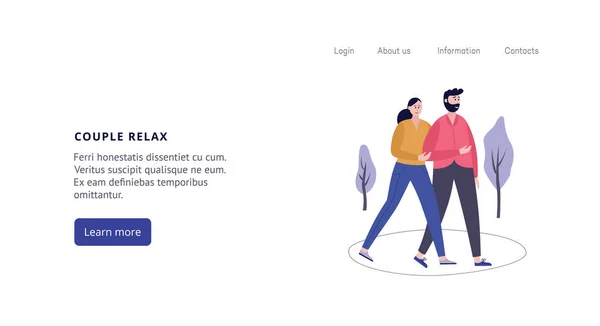 Web banner or landing page design for couple relax flat vector illustration.