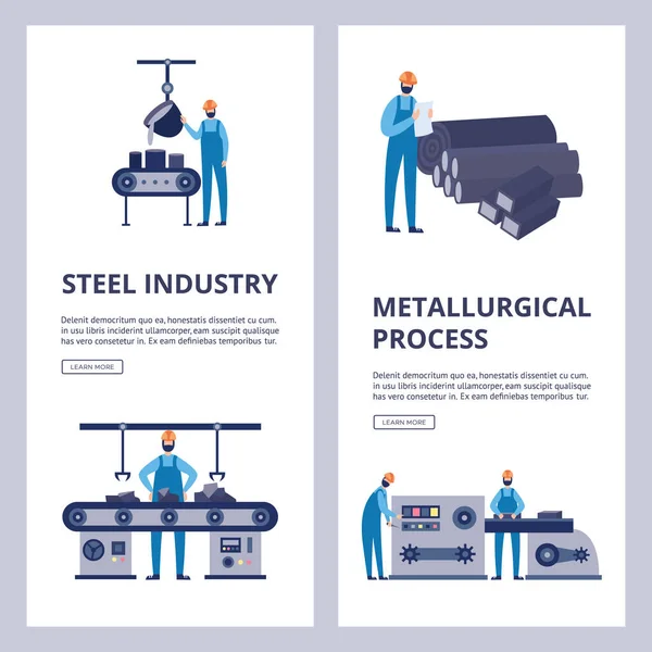 冶金および鉄鋼業界のポスターやバナーフラットベクトルイラスト. — ストックベクタ