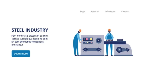鋳造金属鋳造鋳造工場労働者と鉄鋼業界のバナー — ストックベクタ