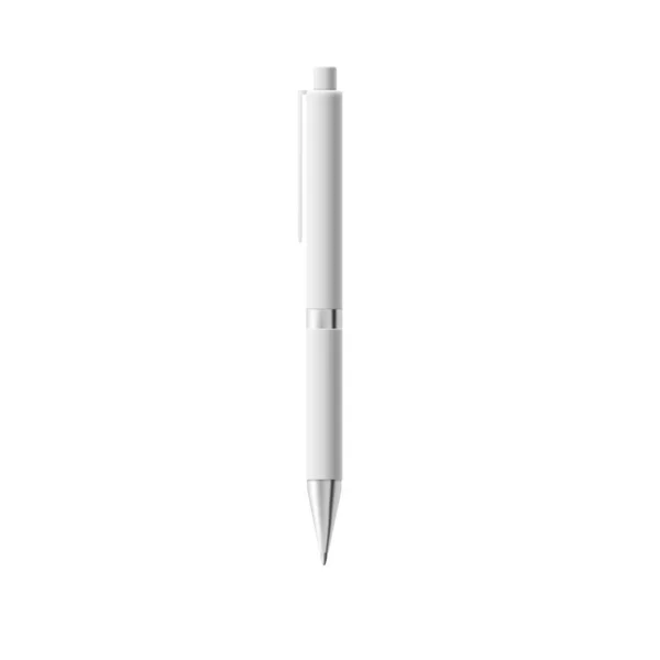 Stylo automatique blanc avec modèle de bouton illustration vectorielle réaliste isolé. — Image vectorielle