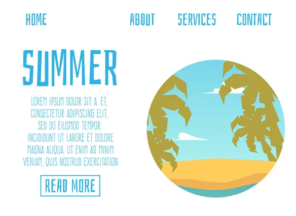 夏休みと旅行フラットベクトルイラストのためのウェブサイトのページバナー. — ストックベクタ