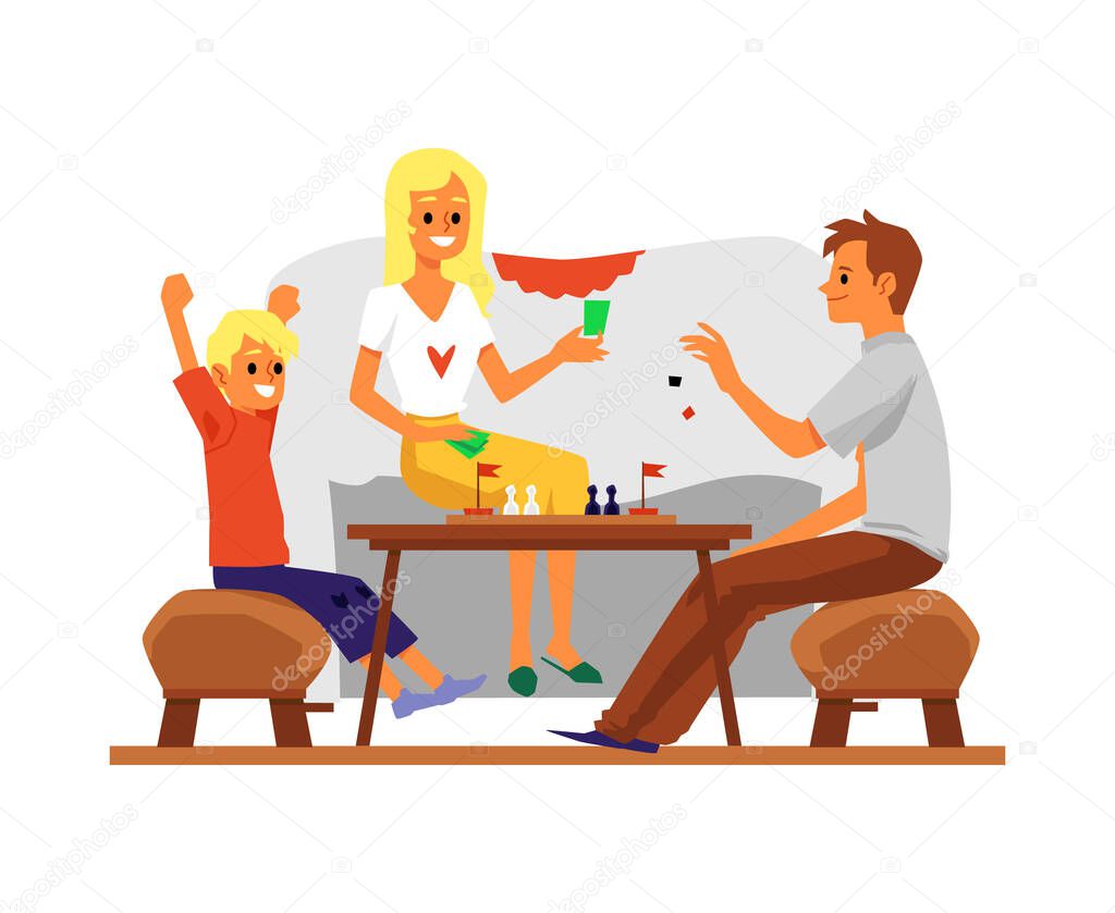 Family domestic joint recreation and leisure flat vector illustration isolated.