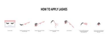 Explanatory poster how to apply false lashes vector illustration isolated. clipart
