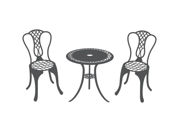 Bahçe mobilyası yemek masası ve sandalyeler düz vektör illüstrasyonunu izole etti. — Stok Vektör