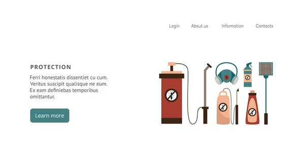 Illustration vectorielle plate de bannière de site Web de service de protection des insectes et des parasites. — Image vectorielle