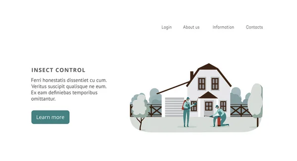 昆虫控制和室内害虫控制服务网站 — 图库矢量图片