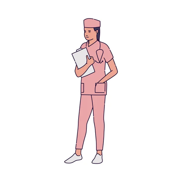 Arzt oder Chirurg im Anzug Zeichentrickfigur Skizze Vektorillustration isoliert. — Stockvektor