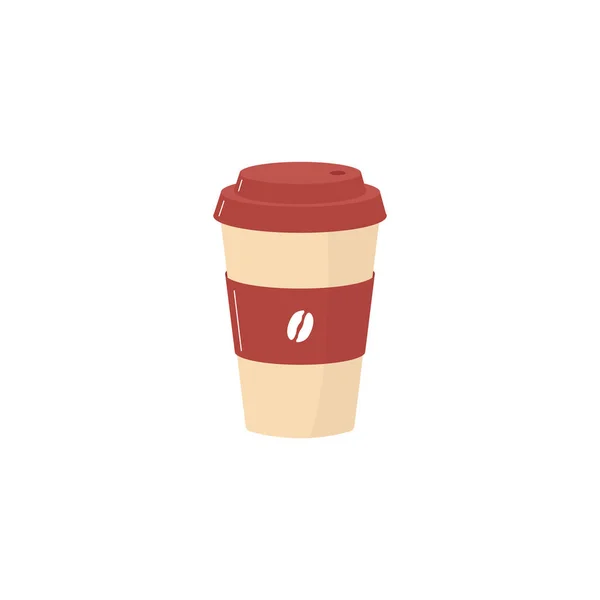 Paper disposable cup for takeaway coffee shop flat vector illustration isolated. — Stock Vector