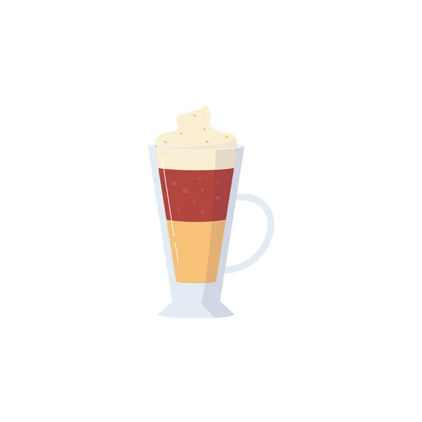 Latte ή άλλο καφέ ή κακάο με βάση το ποτό επίπεδη διανυσματική απεικόνιση απομονωμένη. — Διανυσματικό Αρχείο