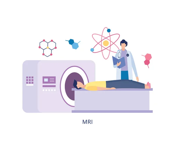 Tomography diagnostic body scan in hospital, flat vector illustration isolated. — Stock Vector