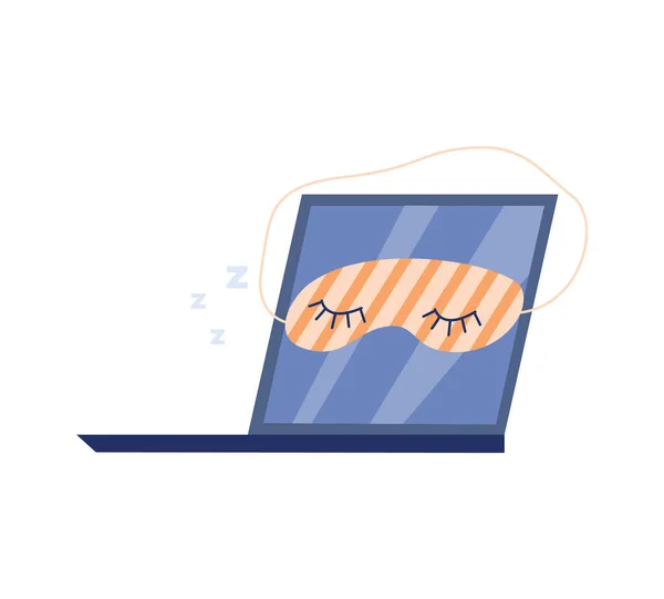 Slapen uit laptop cartoon icoon, platte vector geïsoleerd op witte achtergrond. — Stockvector