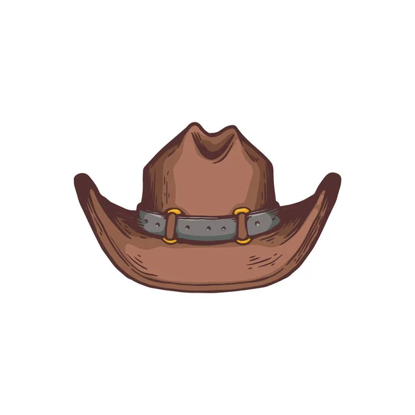 Vaquero occidental americano sombrero icono de dibujos animados, dibujo vector ilustración aislado. — Vector de stock