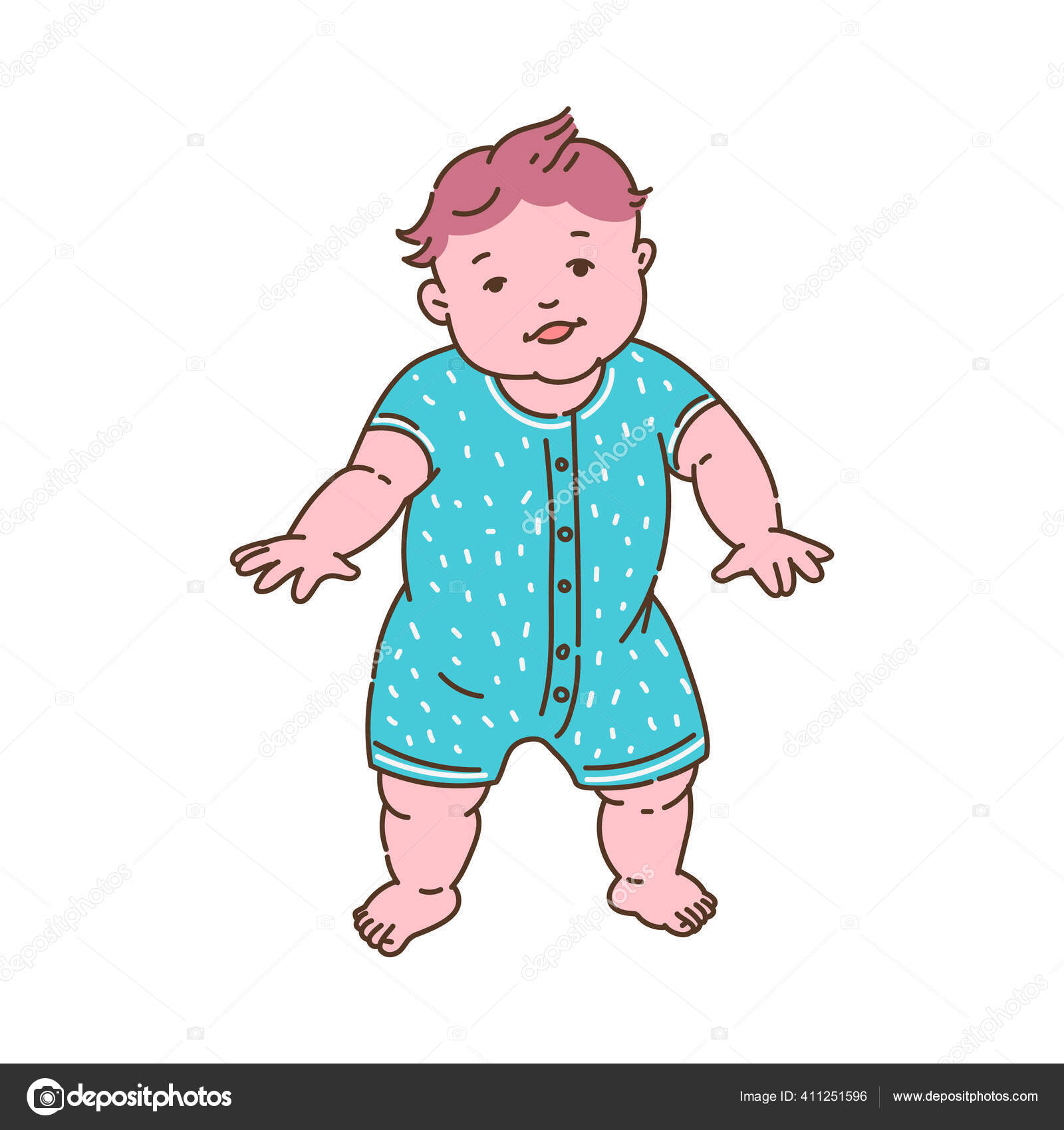Criança no primeiro ano de vida fazendo os primeiros passos ilustração  vetorial plana isolada. imagem vetorial de Sabelskaya© 411251596