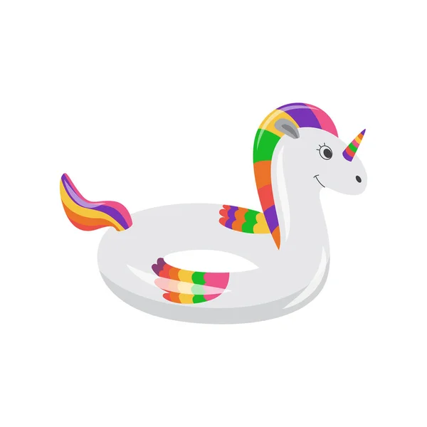 Arco iris anillo de goma unicornio para niños, ilustración plana vector de dibujos animados aislado — Vector de stock