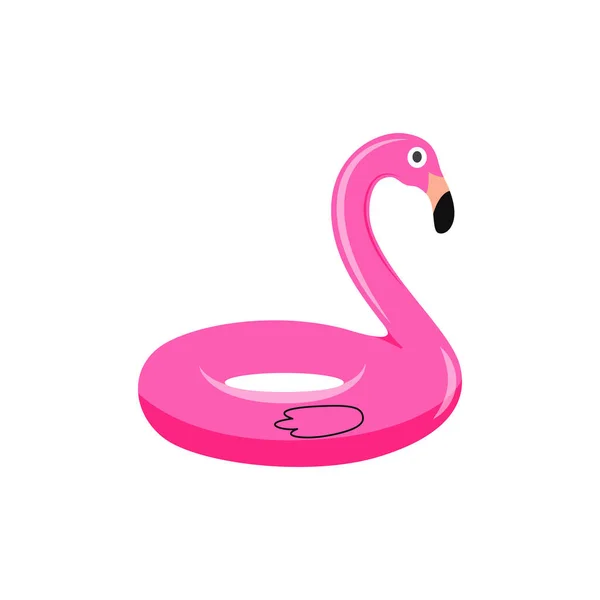 Flamingo rubber ring for kids beach, flat cartoon vector illustration isolated — Stock Vector