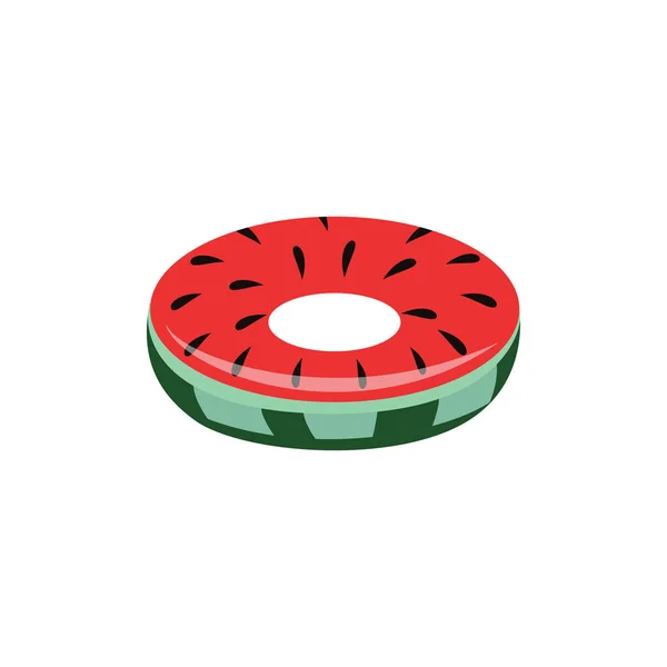 Vattenmelon uppblåsbar ring isolerad på vit bakgrund — Stock vektor