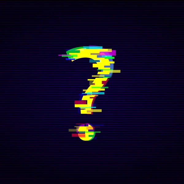 Verzerrter Glitch-Effekt und Neonlichter als Ausrufezeichen. — Stockvektor