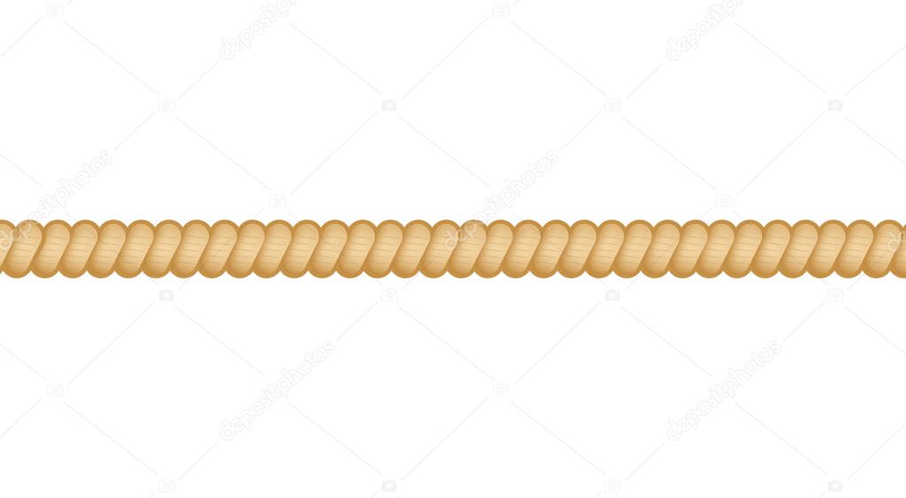 Straight rope cord isolated on white background