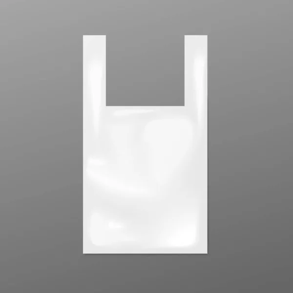 Sacchetto di plastica monouso bianco un vettore realistico isolato illustrazione — Vettoriale Stock