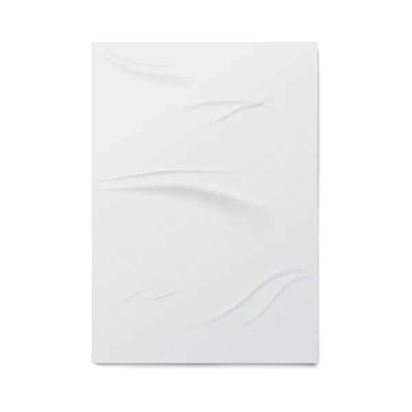 Blanco mojado arrugado cartel maqueta un vector aislado ilustración realista — Vector de stock