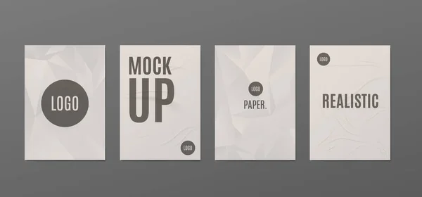 Establecer ilustraciones vectoriales de hojas arrugadas de papel con lugar para el logotipo y el texto — Vector de stock