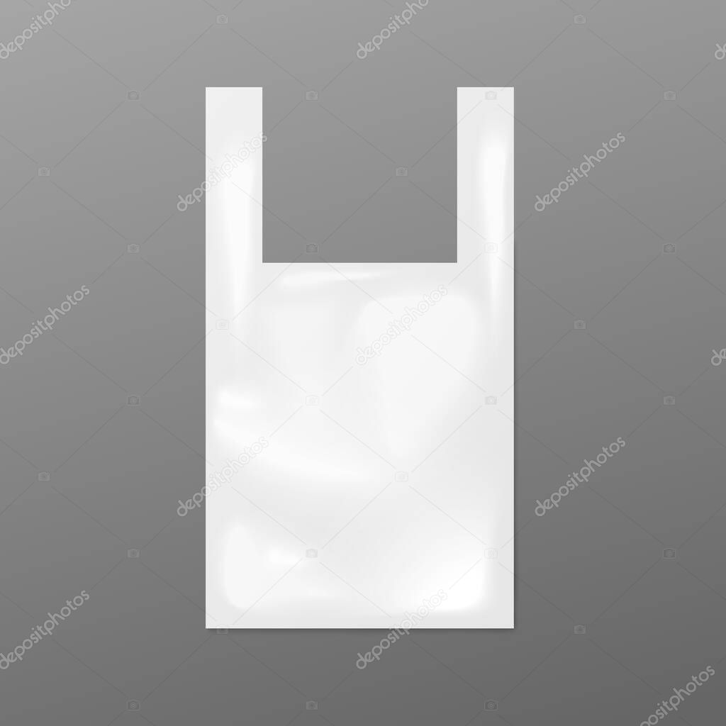 White disposable plastic bag a realistic vector isolated illustration