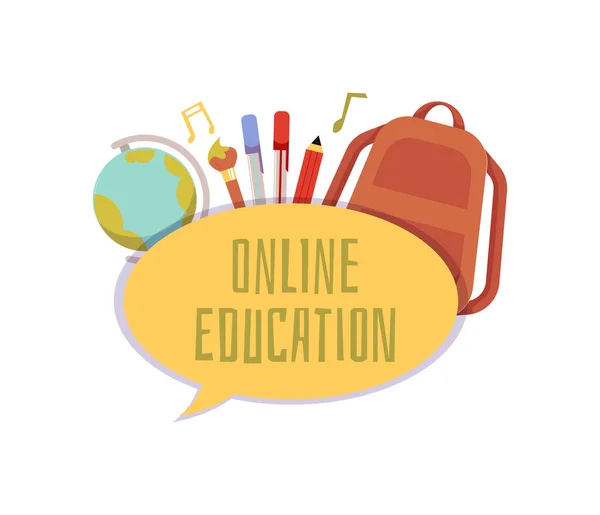 Online education chat inscription, flat cartoon vector illustration isolated — Stock Vector