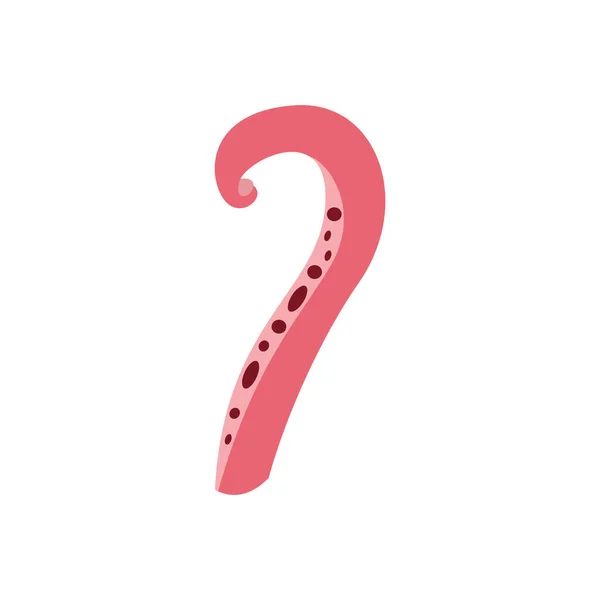 Розовый мультяшный осьминог щупальце с загнутым концом и пятнами — стоковый вектор