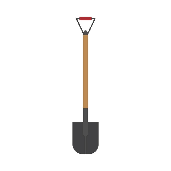 Металлическая лопата с иконкой деревянной ручки плоский вектор Иллюстрация изолирована. — стоковый вектор