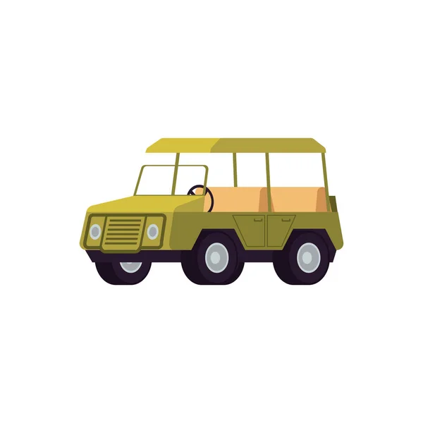 Off-road auto voor safari tour en reizen platte vector illustratie geïsoleerd. — Stockvector