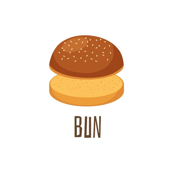 Üppige Brötchen für leckere Burger, flache Cartoon-Vektor-Illustration isoliert — Stockvektor